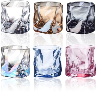 Dailygoods - Set van 6 Glazen Drinkglazen - 200 ml Onregelmatige Whisky- en Cocktailglazen