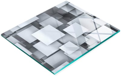Duurzaam en stijlvol glazen bord met een 3D-blokpatroon, 60x52 cm