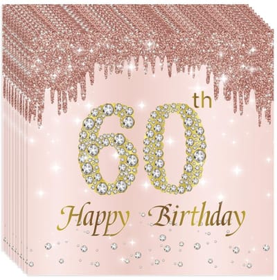 Dailygoods- Servetten 20 Stuks - Papieren Servetten - 2-laags - Roze Goud - Verjaardagsfeest - Tafeldecoratie 33x33 cm - Feestservetten
