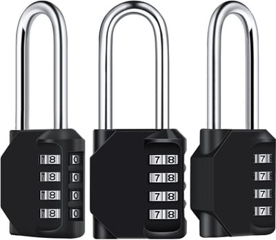 3-cijferig cijferslot, lange beugel, 6,7 cm, 4-cijferig cijferslot, hangslot, digitaal slot, hangslot, weerbestendig, geschikt voor kluizen, deuren, sportscholen, gereedschapskisten