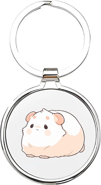 Akyol - cavia Sleutelhanger - Cavia - dierenliefhebbers - hamster sleutelhanger - hamster - dierenliefhebbers - huisdieren - knaagdieren - cavia - knaagdier - muis - witte cavia - 4 x 7,5 CM
