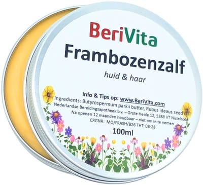 Frambozenzalf 100ml Blik - Frambozenolie met Shea Butter - Frambozen Zalf bevat Pure Frambozenpitolie, Frambozenzaadolie
