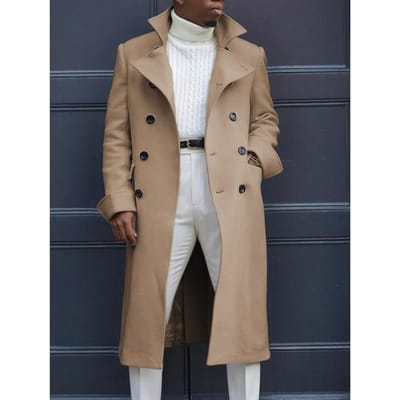Nieuwe wollen jas herfst Britse wol dubbelrijgsknoop extra lange jas 2XL gray