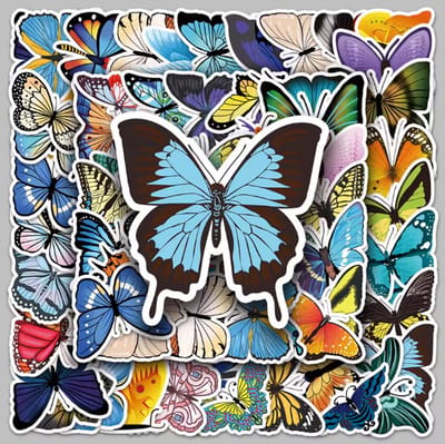 Vlinder - 58 stuks - waterproef stickers - deco stickers- laptop stickers - knutselen - bullet journal stickers