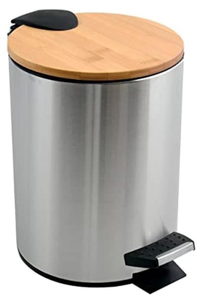 Pedaalemmer met Softclosemechanisme - 3 Liter - Staal en Bamboe - Compact & Hygienisch