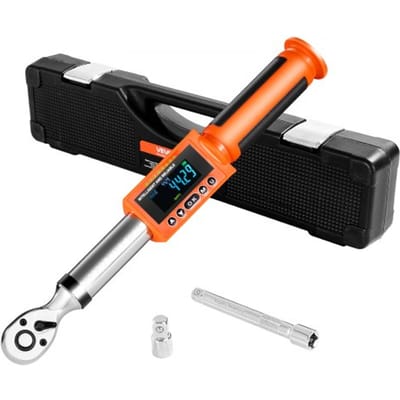 VEVOR Digitale Momentsleutelset met 3/8 inch aandrijving (6,7-135 Nm) 72 tanden ±2% nauwkeurige elektronische momentsleutel met vooraf ingestelde waarde en LED-melding Autoreparatie