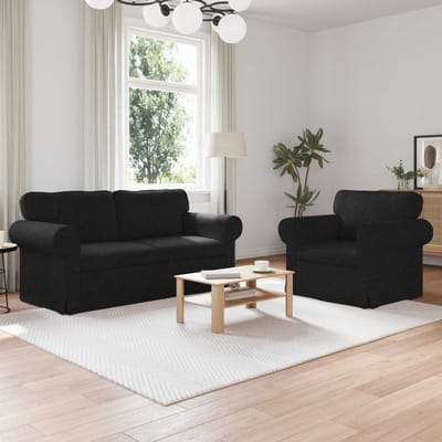 vidaXL Bankstel 2 pcs Zwart 175 x 82 x 80 cm Stof