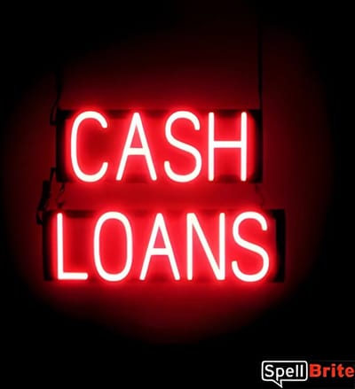 CASH LOANS - Lichtreclame Neon LED bord verlicht | SpellBrite | 53 x 38 cm | 6 Dimstanden - 8 Lichtanimaties | Reclamebord neon verlichting