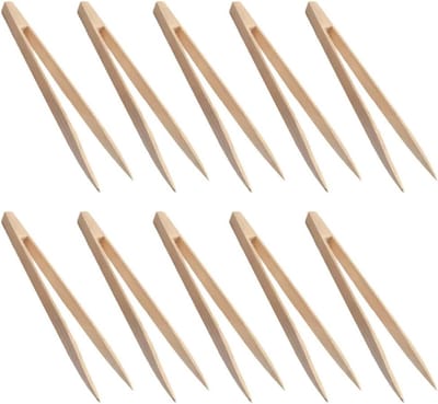 Houten Pincetten - Antistatisch Gereedschap - Precisie Knutselen - Natuurlijk Hout Materiaal - 10 stuks 15 cm - Geel