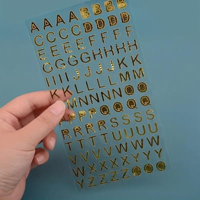 1 vel Bronskleurige Letter Graffiti Sticker, Kantoor- en Cadeauverpakkingsmateriaal, Doosverzegelingssticker, Verzegelstickers voor Verpakking van Commerciële Goederen goud