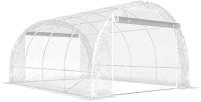 Polytunnelkas - Kas met Roldeuren - Tunnelkas - Inloopkas - Foliekas - Broeikas - Kweekkas - Kastunnel - Tomatenkas - Groentekas - Plantenhuis - voor Groenten, Bloemen, Planten - UV-bestendige PE-Hoes - 297x395x199 cm - Transparant