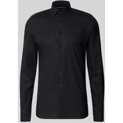 OLYMP No. Six super slim fit overhemd - mouwlengte 7 - zwart - Strijkvriendelijk - Boordmaat: 36
