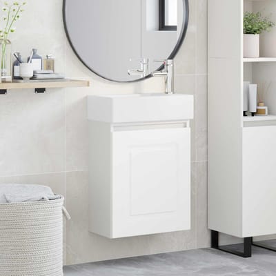 vidaXL - Badkamermeubel - met - kraan - Wit - 45,5 - x - 22,5 - x - 84 - cm