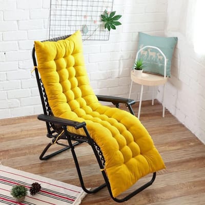 Tuinkussen Lounger - Zitting Kussen - Buiten Ontspannen - Met Bevestigingsbanden - 180x53 cm - Geel