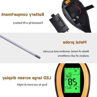 Professionele 4-in-1 Bodemtester: pH Meter, Vochtigheid, Licht en Temperatuur voor Tuin, Gazon en Planten