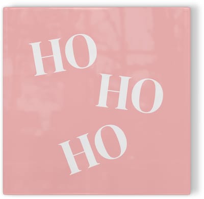 Tegeltje Kerst: HO HO HO – roze – kerst tegeltje – tegeltje met tekst