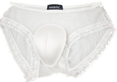 BamBella ® - Slip - maat Onesize S M L -Wit LGBTQ drag queen onderbroek kant stof