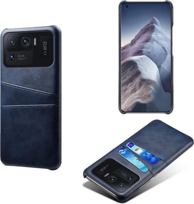 MobyDefend Hoesje - Geschikt voor Xiaomi Mi 11 Ultra - Lederen Backcover Met Vakjes Pasjes - Blauw
