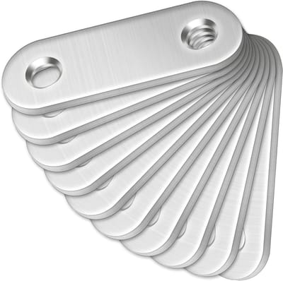 Set van 10 Rechte Beugels (50 x 16 x 2 mm), RVS Herstelplaten, Verbindingselementen voor Hout en Metaal, Stevige Montagebeugels met Gaten