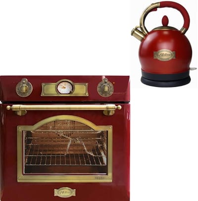 Kaiser - Inbouwoven - EH 6355 RotEm - waterkoker - 2000 RotEm - exclusief - retro - Inbouwoven met bijpassende waterkoker - 1-voudige telescoopgeleider - elektrische inbouwoven - zelfvoorzienend - 60cm - 67L - 8 functies