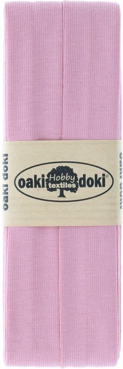 Oaki Doki Jersey Tricot Biaisband 20mm – 3 Meter – Roze 012 – Elastisch Afwerkingslint voor Stretchstoffen