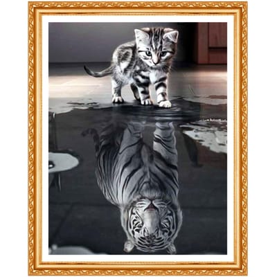 Broderie Diamant Kit Complet DIY Peinture Diamant Point de Croix Animaux Image Strass 20X30CM black