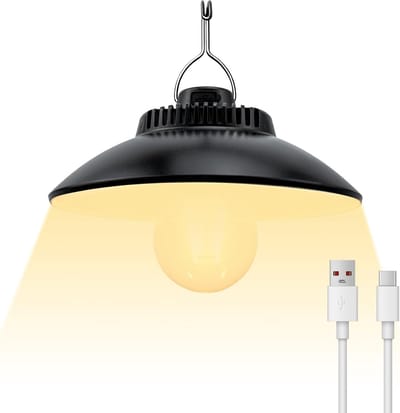 Thijox - Oplaadbare Campinglamp Retro 300 Lumen - Draagbare Tentlamp Waterdicht IPX4 met Haak voor Kamperen, Vissen, Noodgevallen, Tuin en Feesten