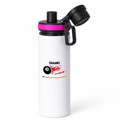 Hacebo® - Biljart met eigen naam waterfles met draaidop roze - Biljart - Biljarter - Sport - water fles - 850ML