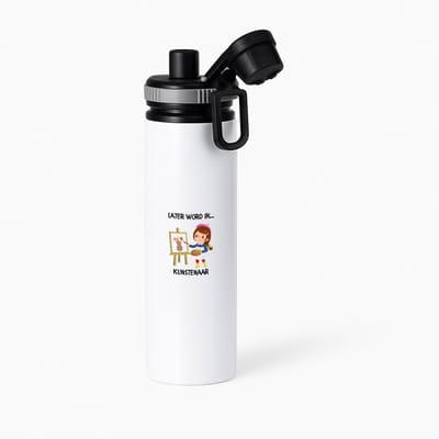 Hacebo® - Later word ik kunstenaar waterfles met draaidop grijs - Kunst - Kunstenaars - Schilder - kunstenares - beeldmaker - water fles - 850ML