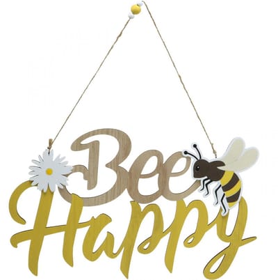 Decoratief bord bij “Bee Happy” zomerdecoratie hout 31×18cm 2st, 2 Stü