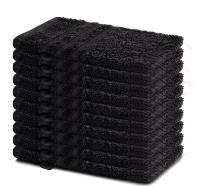 Lavea® Set van 10 washandjes 15x21 cm van 100% katoen badstof – Zacht & absorberend – Ideaal voor thuis, hotel, spa en baby – Zwart