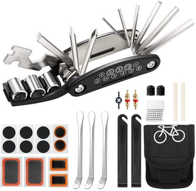 Dailygoody - Fietsreparatieset - 16-in-1 Multitool - Handig en compact - Zwart - Fietsgereedschap - Voor snelle fietsreparaties - Inclusief opbergtas
