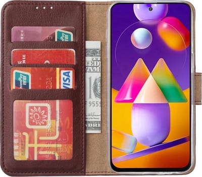 LuxeBass Hoesje geschikt voor Samsung Galaxy A42 - Bookcase Wijnrood - portemonnee hoesje - telefoonhoes - gsm hoes - telefoonhoesjes