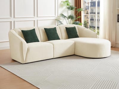 Vente-unique Zitbank met rechtse hoek in beige textuurstof NETOMIA