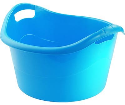 Hega Hogar Grote teil/afwasbak/kuip - kunststof - rond - handvatten - 45 x 27 cm - 18 liter - blauw - huishouden/schoonmaak/wasgoed