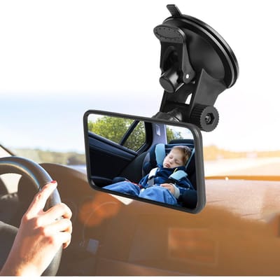 Miroir Rétroviseur Intérieur de Voiture Réglable pour Bébé Moniteur pour Enfants Verre pour Siège de Sécurité avec Ventouse black