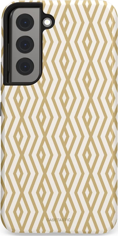 Casetastic Hoesje Geschikt voor Samsung S22 - Stijlvolle Beschermende Duo-layer Case - Art Deco Goud