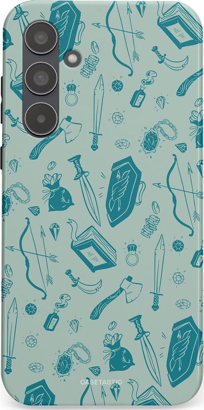 Casetastic Hoesje Geschikt voor Samsung A55 - Stijlvolle Beschermende Duo-layer Case - Avontuurlijke buit vol wapens