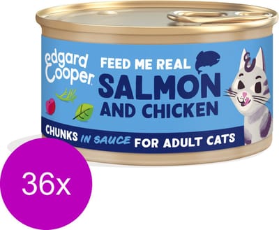 Edgard & Cooper Adult Chunks 85 g - Kattenvoer - 36 x Zalm&Kip