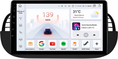Autoradio met bluetooth - Carplay - Voor FIAT 500 (2007-2014) - Geschikt voor Apple en Android - Stereo - Navigatie - Navigatiesysteem auto - 4GB 32GB - 9"