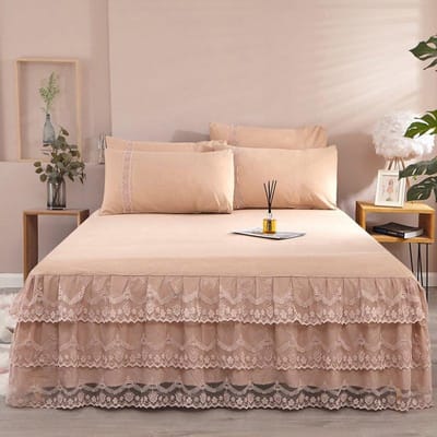 Kanten Ruche Bedrok Kant Kant 3-delige Set Antislip Matrasbeschermer Prinsessenstijl Pilt niet Slaapkamer Bedovertrek 3-delige Set 48x72CM Pillow case
