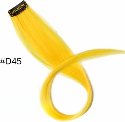 2 x Clip in Hairextension STIJL 45cm - GEEL - #D45 - nephaar - Hair extension | haar extensie- carnaval haar - gekleurde extensions - extensions met clip - Gele- nep haar