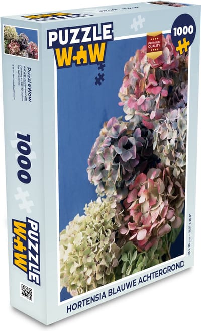 Puzzel Hortensia blauwe achtergrond - Legpuzzel - Puzzel 1000 stukjes volwassenen
