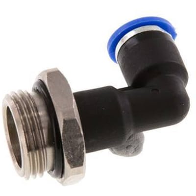 6mm x G3/8'' 90 graden L-verbinding Messing/PA 66 Insteekfitting Buitendraad Lange Behuizing Draaibaar NBR [2 Stuks]