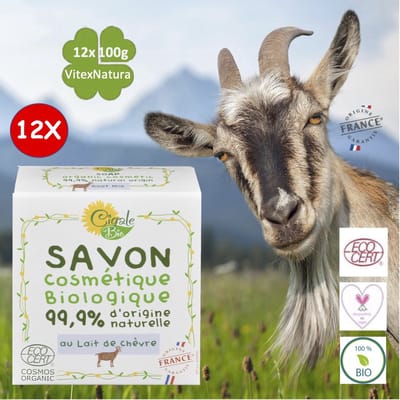 Cigale Bio, Biologische geiten melk zeep 12x100g Zonder conserveermiddel. Verlichtend voor eczeem, psoriasis, dermatitis.