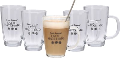 Set van 6x latte Macchiato glazen inclusief lepels 300 ml - Koffie glazen - Cappuccino glazen