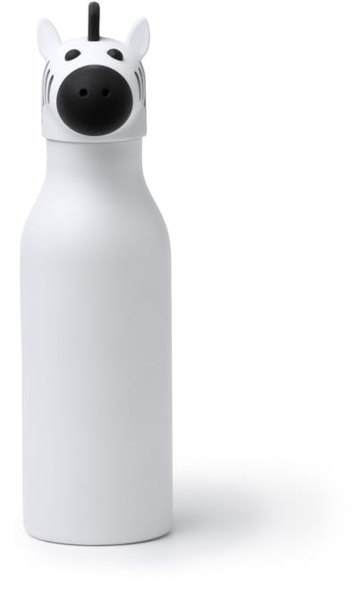 Thermosfles met dop met zebrakop, RVS dubbelwandig, 450ml en antidrup
