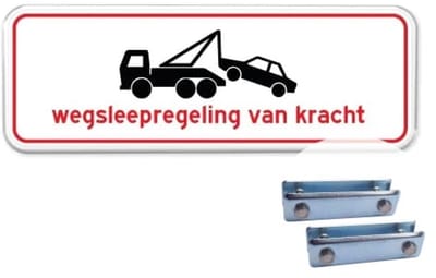 Wegsleepregeling - rood - Weerbestendig Aluminium - 40x15 cm - Bevestiging: Met hekbeugels (voor spijlen- of gaashek)