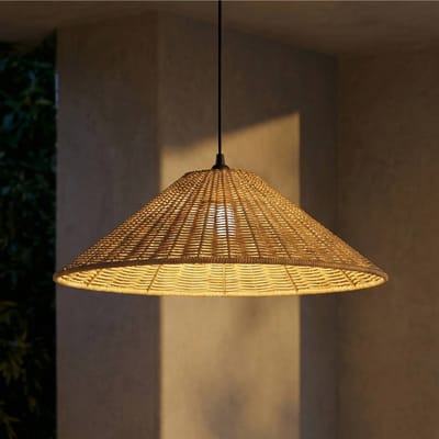 Lucande - Hanglampen buiten - 1licht - Rotan, ijzer - H: 20 cm - E27 - bruin, zwart