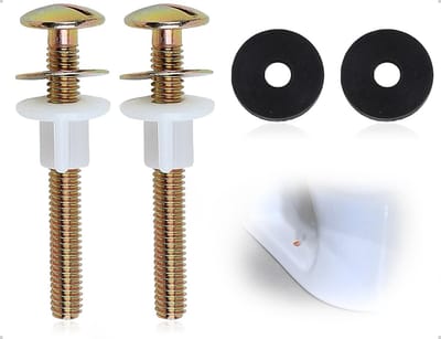 Dailygoods- Toiletbril Schroeven Set - 2 Stuks - Inclusief Plastic Moeren - Inclusief Metalen Schijven - Geschikt voor Meeste Toiletten - Duurzaam Materiaal - Toilet Seat Bevestigingsset